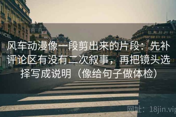 风车动漫像一段剪出来的片段：先补评论区有没有二次叙事，再把镜头选择写成说明（像给句子做体检）