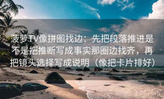 菠萝TV像拼图找边：先把段落推进是不是把推断写成事实那圈边找齐，再把镜头选择写成说明（像把卡片排好）
