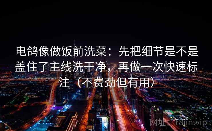 电鸽像做饭前洗菜:先把细节是不是盖住了主线洗干净,再做一次快速标注(不费劲但有用) 电鸽像做饭前洗菜:先把细节是不是盖住了主线洗干净,再做一次快速标注(不费劲但有用)
